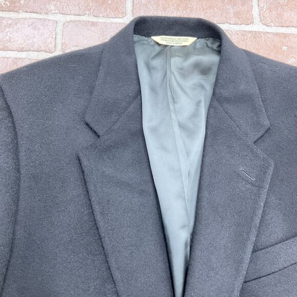 Evan Picone Blazer Men 44R Black Camel Hair 2 Button Classic Career Jacket - Picture 2 of 14